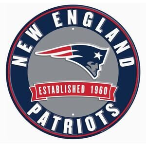 New England Patriots 12″ Round Wall Sign – “Established 1960” NFL Decor – New
